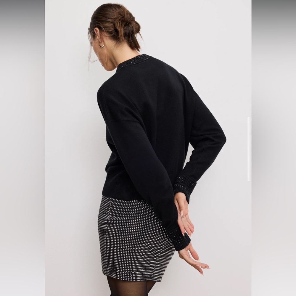 Rhinestone Good American Crew Neck Sweater | Black | NWT | XL | Rare - Picture 3 of 11